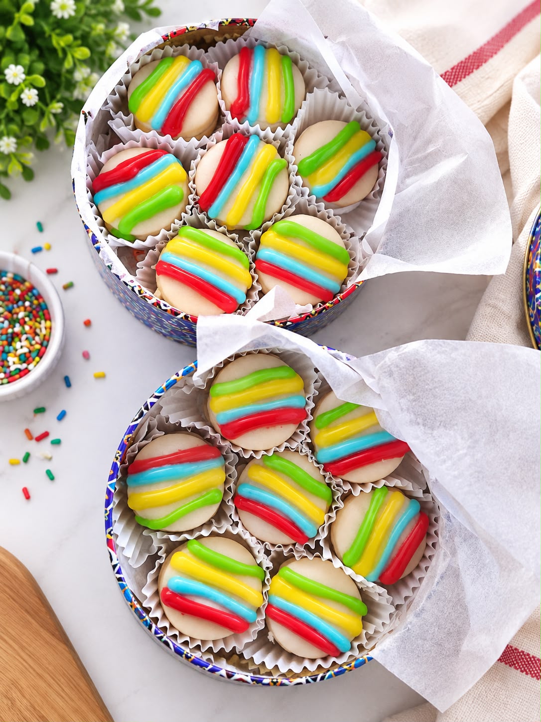 Rainbow decorated Napo in gift tins — Napo  by Crazy Napo